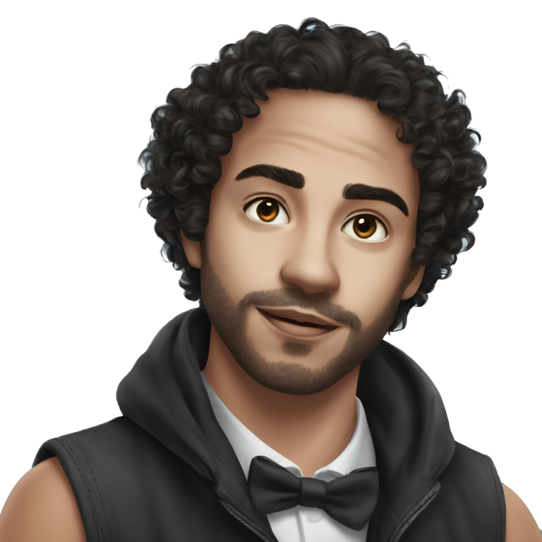 man with curly black hair emoji