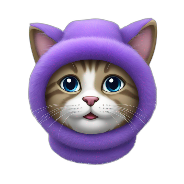 purple furry cat in ushanka emoji