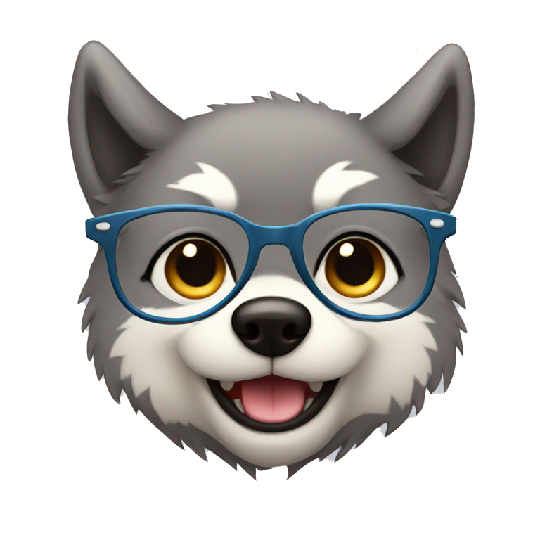 Cute little Chubby Wolf with glasses emoji