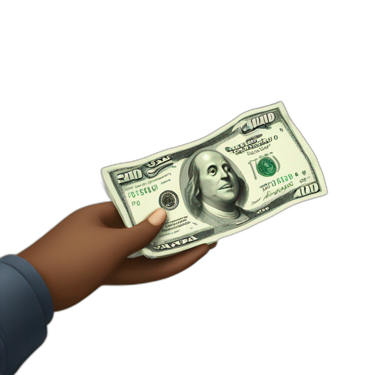 100 dollar bill being handed to a kd emoji