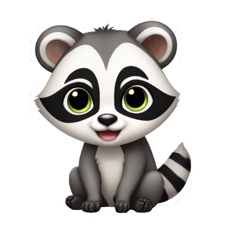 Cute raccoon-panda-lemur-hybrid full body emoji