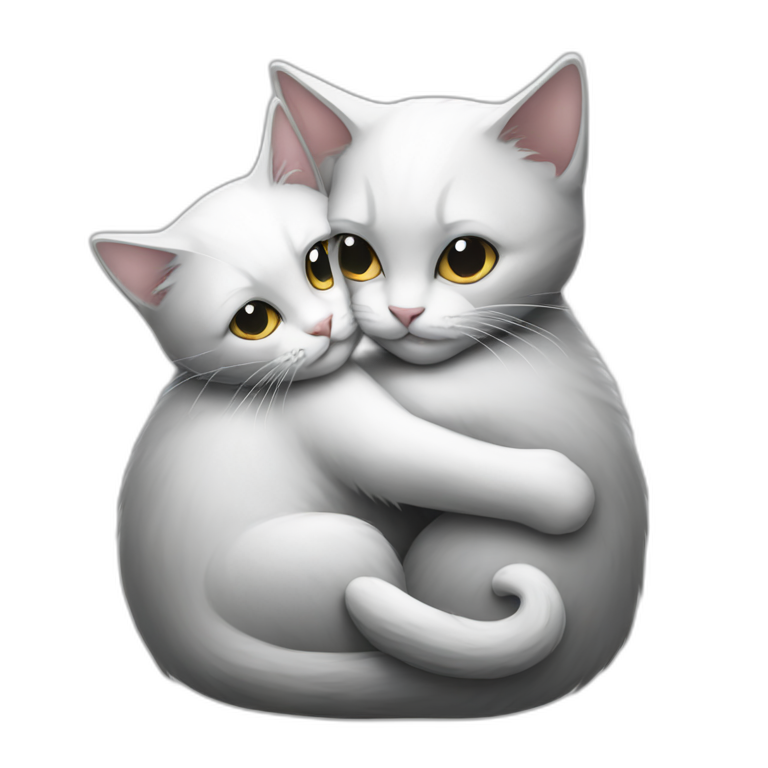 white cat hug grey cat emoji