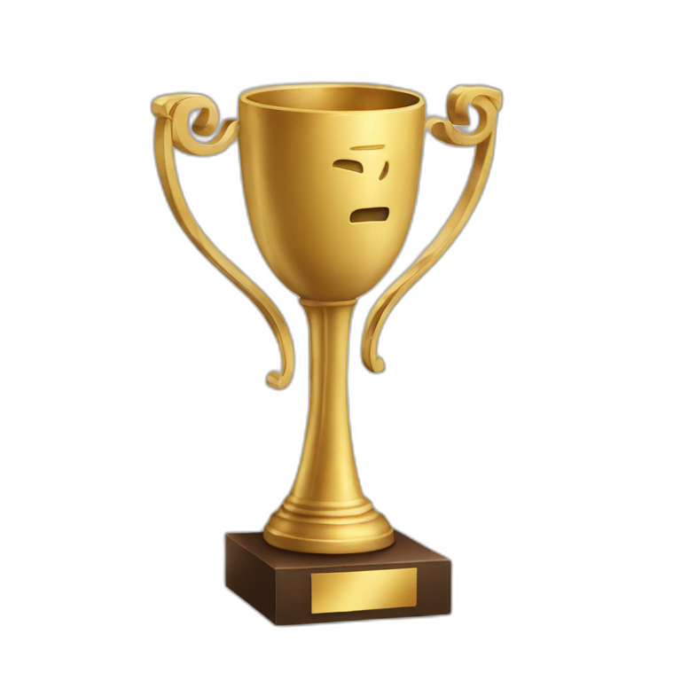 royal big empty Christian trophy for the winner with a cross on royal background  with number 2 emoji