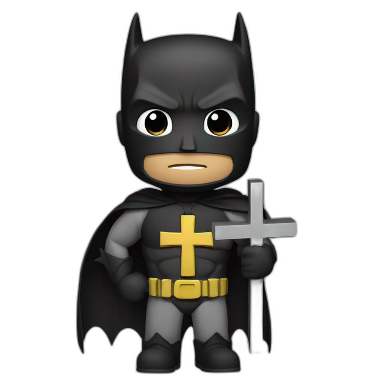 Batman holding a cross. emoji