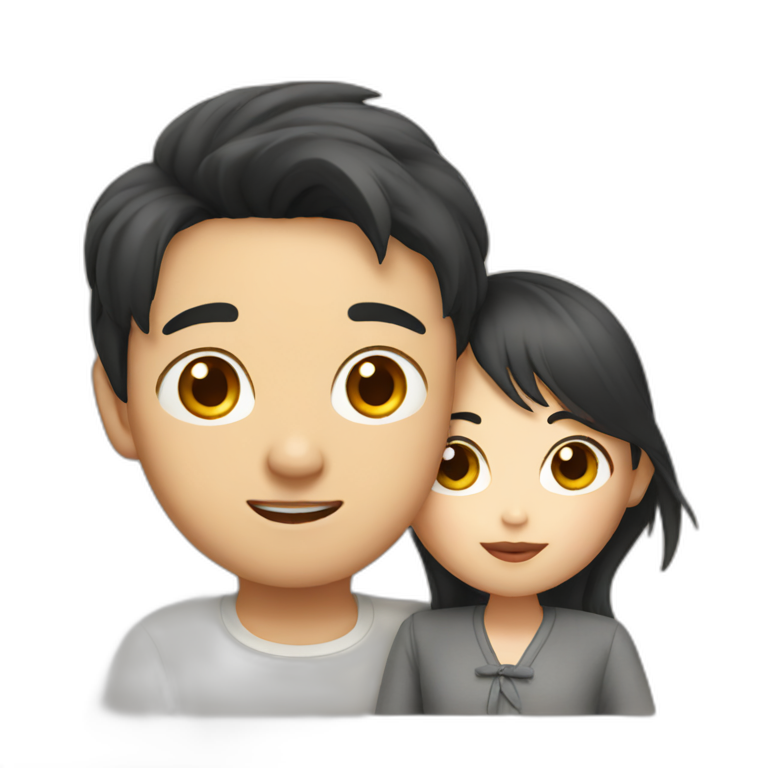 asian girl with big asian boy emoji