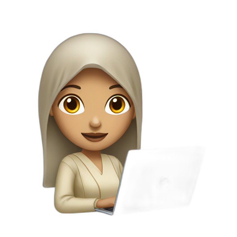 IT light skin arabic women holding laptop emoji