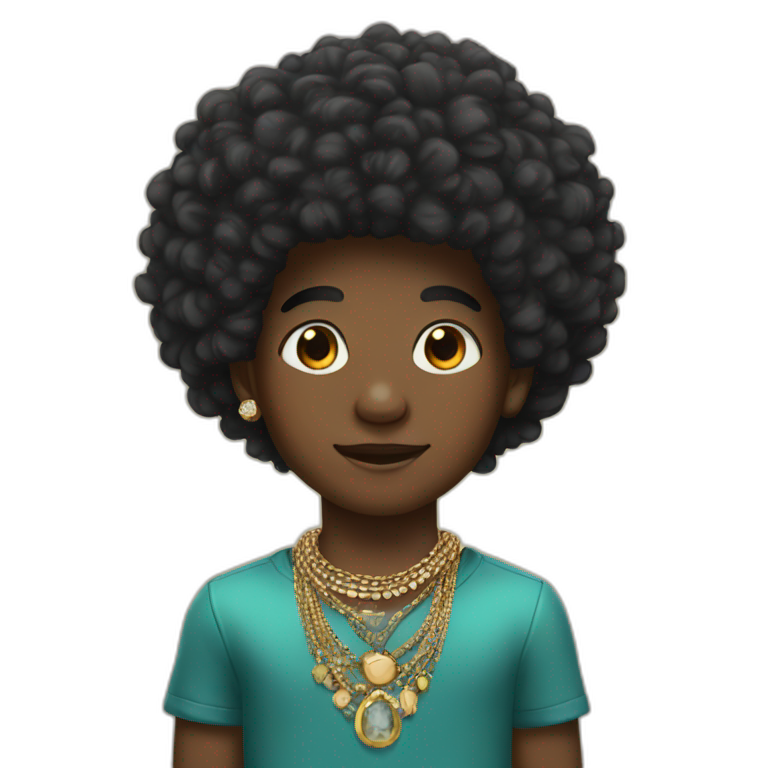 afro boy with jewelry emoji