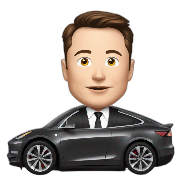 Elon musk in a tesla emoji