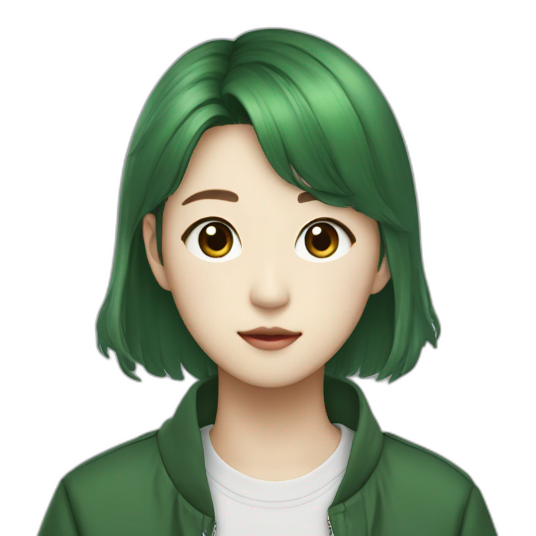 k pop trainee wears forest-green clothes emoji