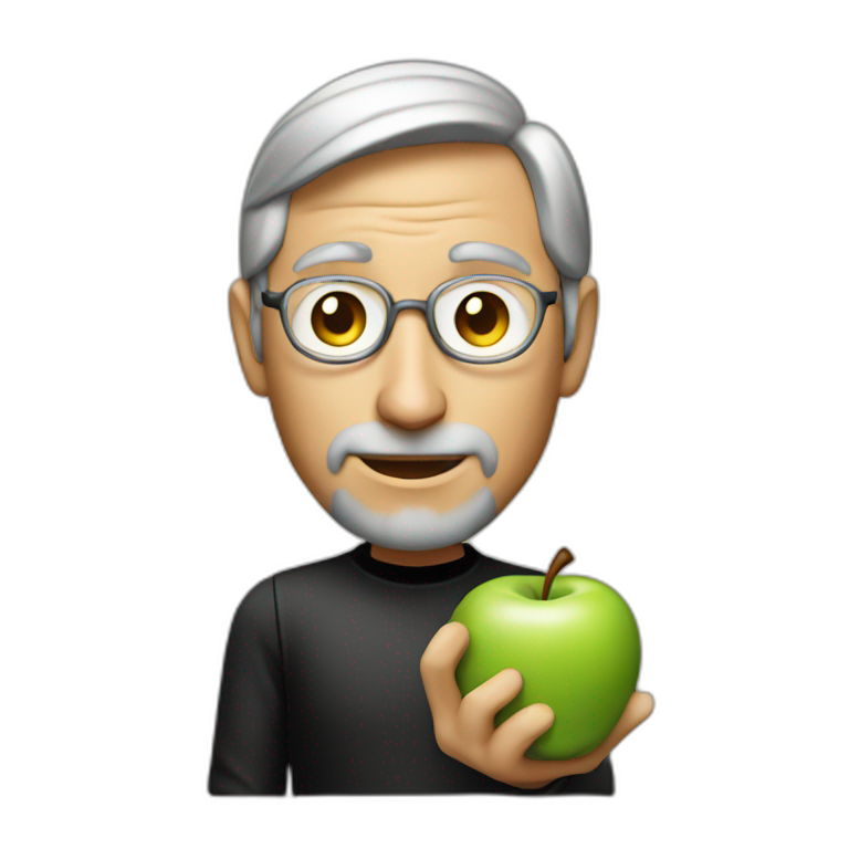 Steve Jobs holding an apple in his hand emoji
