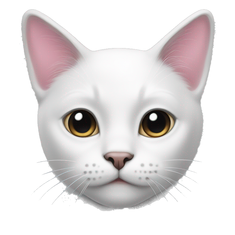 White cat with black ears white face pink nose and black chin emoji