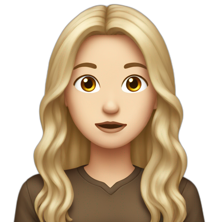 Brown long hair, white girl angr emoji