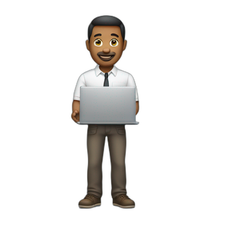 man holding mac laptop  emoji