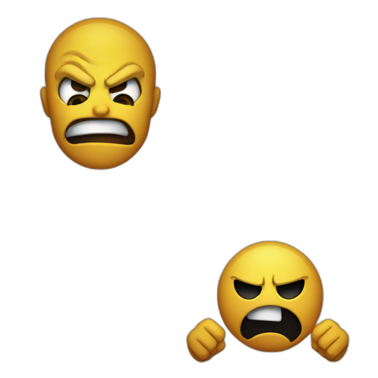 angry emoji face on the left and dead emoji on the right emoji