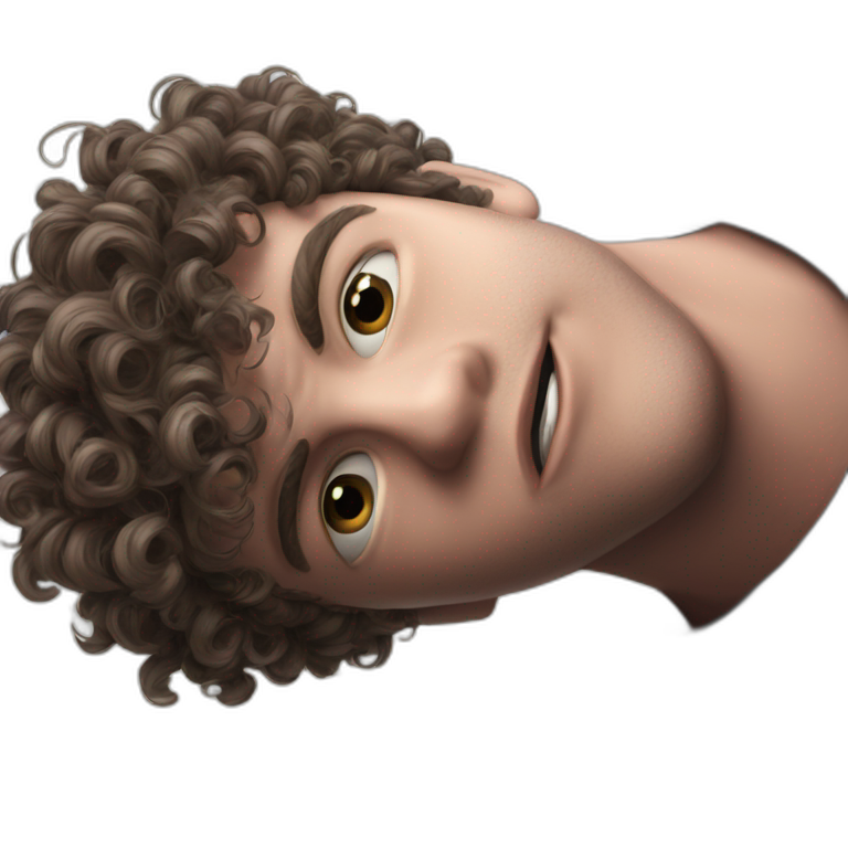 serious curly-haired boy portrait emoji