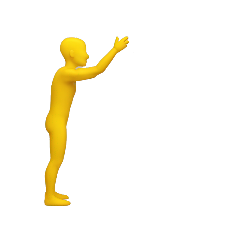 Yellow man (full body) (reaching arm up) (side view) emoji
