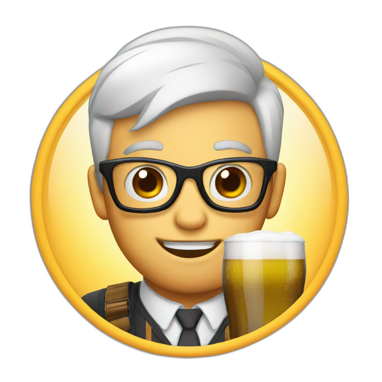 nerd drink a beer emoji