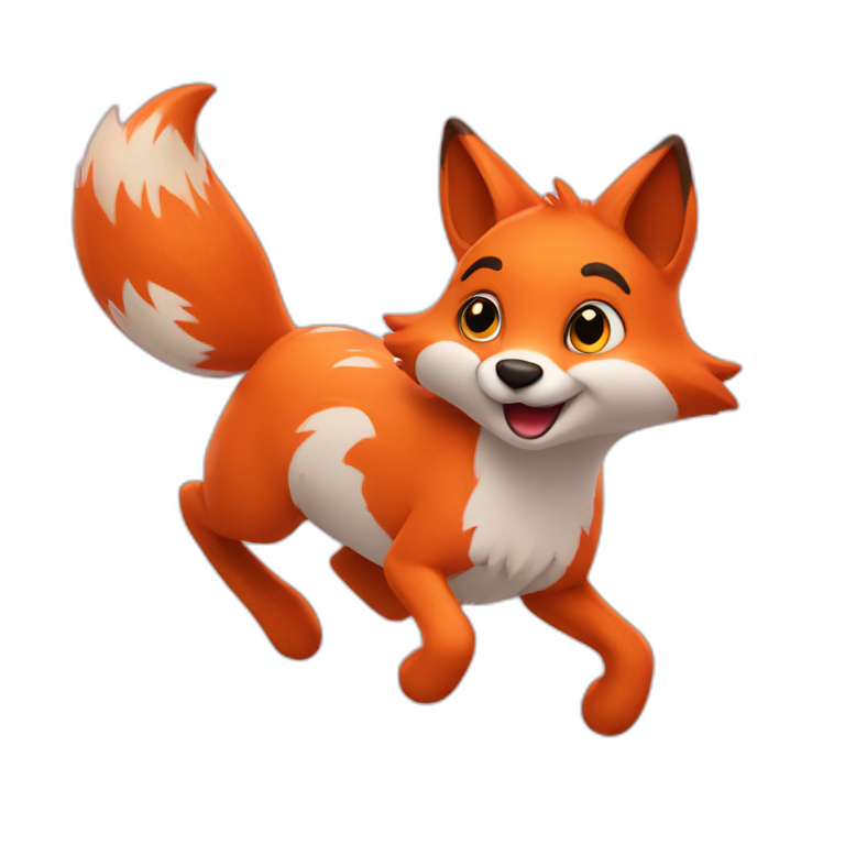 Jumping fox in hearts  emoji
