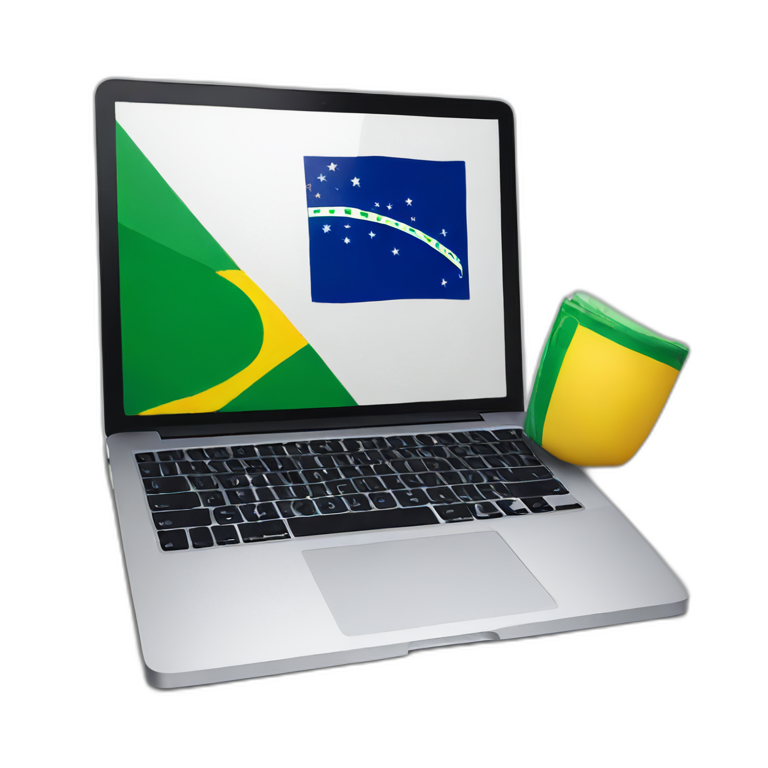 MacBook with Brazilian flag emoji