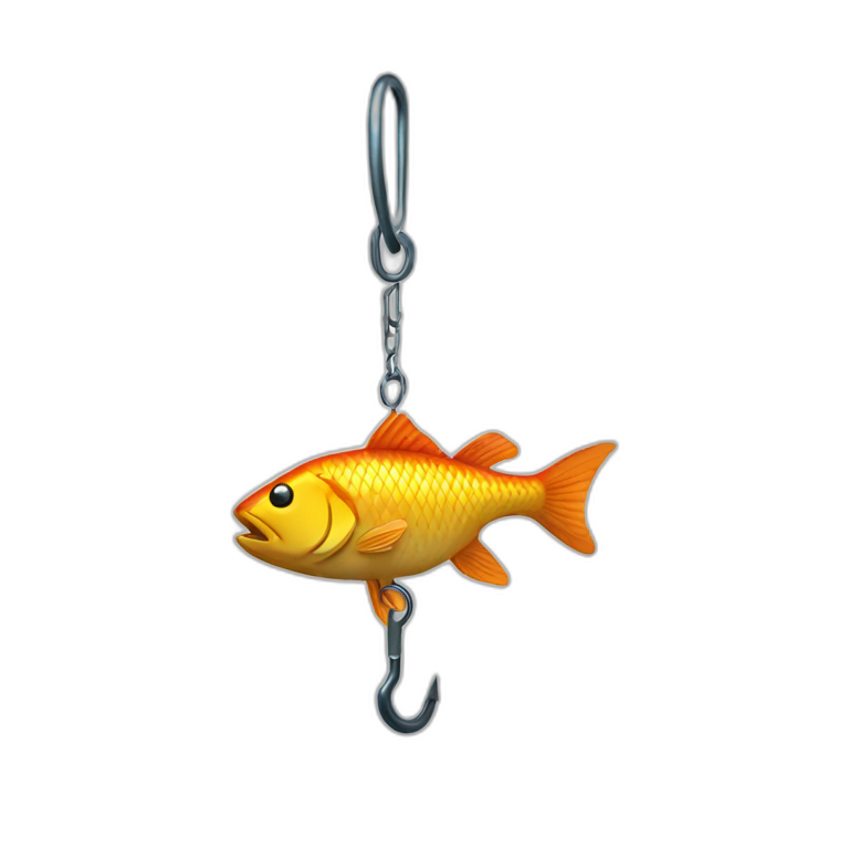 fish biting fishing hook emoji