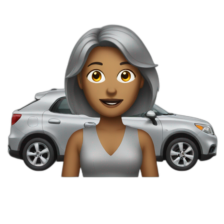 Woman drives grey car emoji