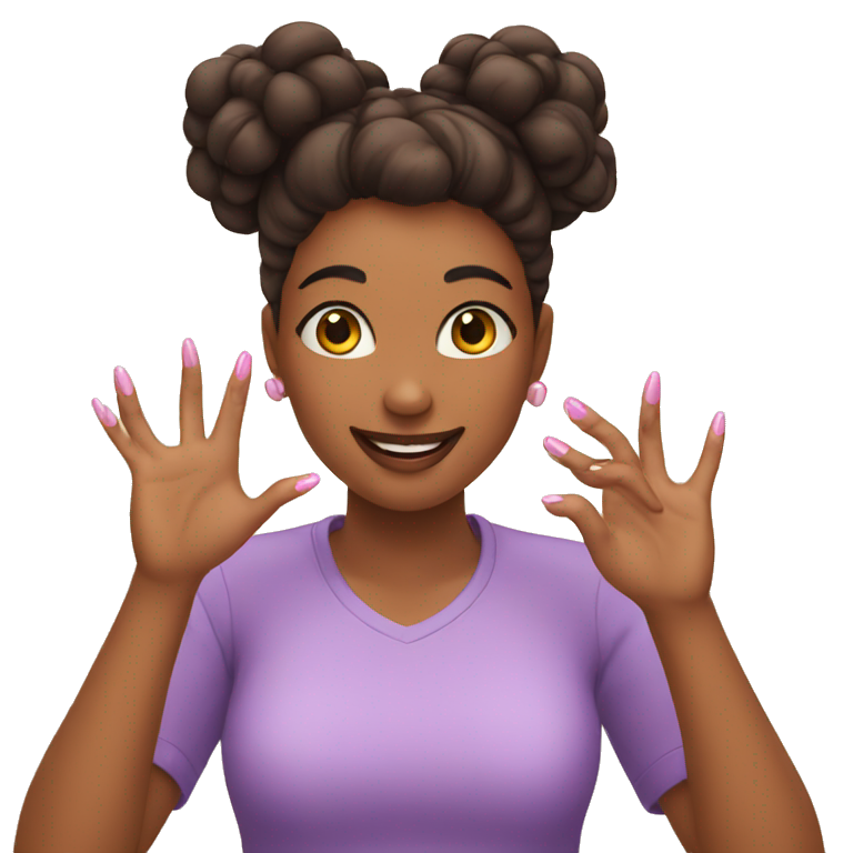 A girl showing her nails happily  emoji