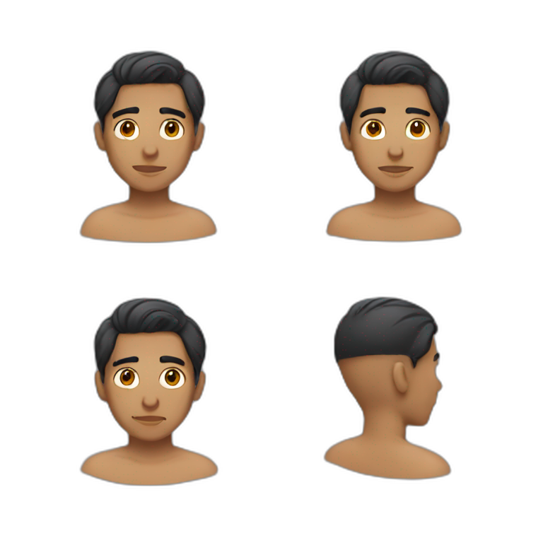 Light skin indian guy with short middle part hair emoji