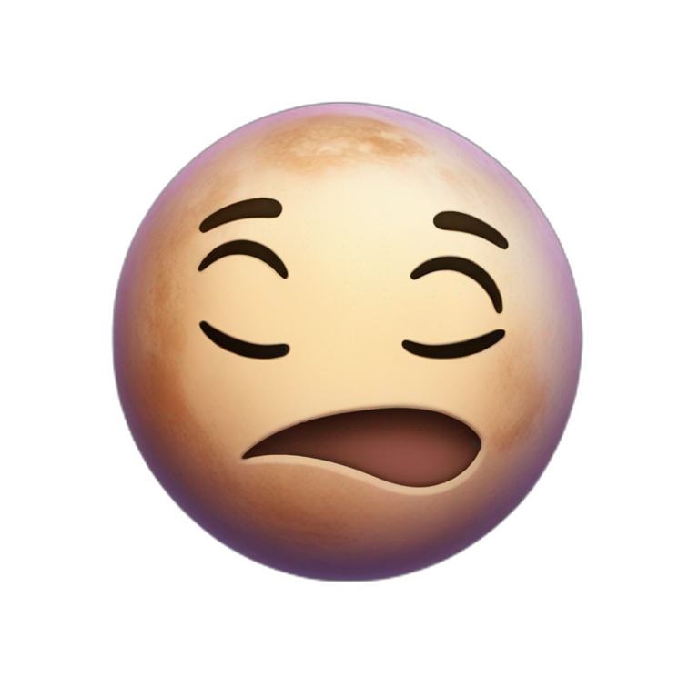 planet Venus with a cartoon sleepy face emoji