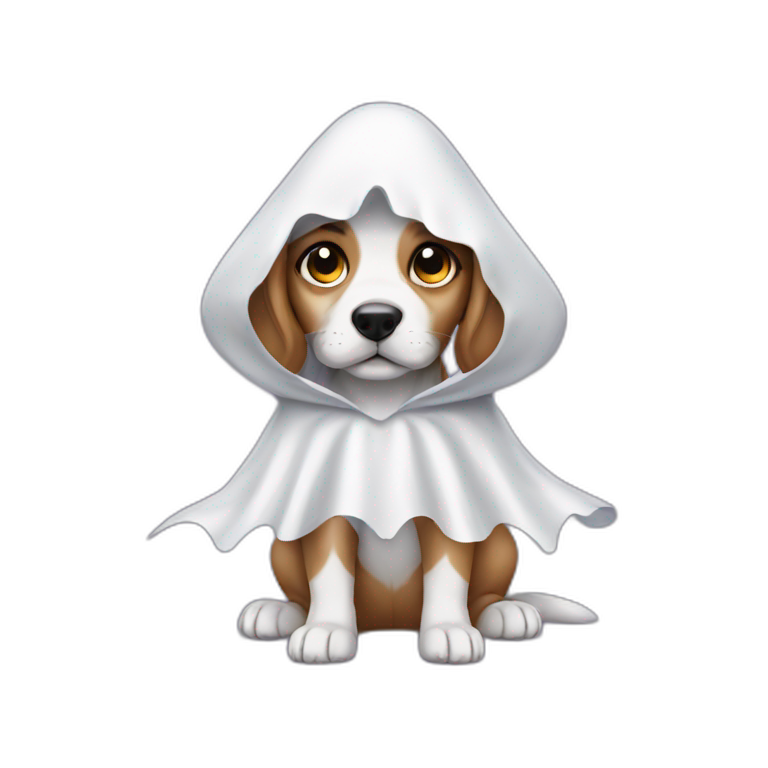 puppy in halloween ghost costume emoji