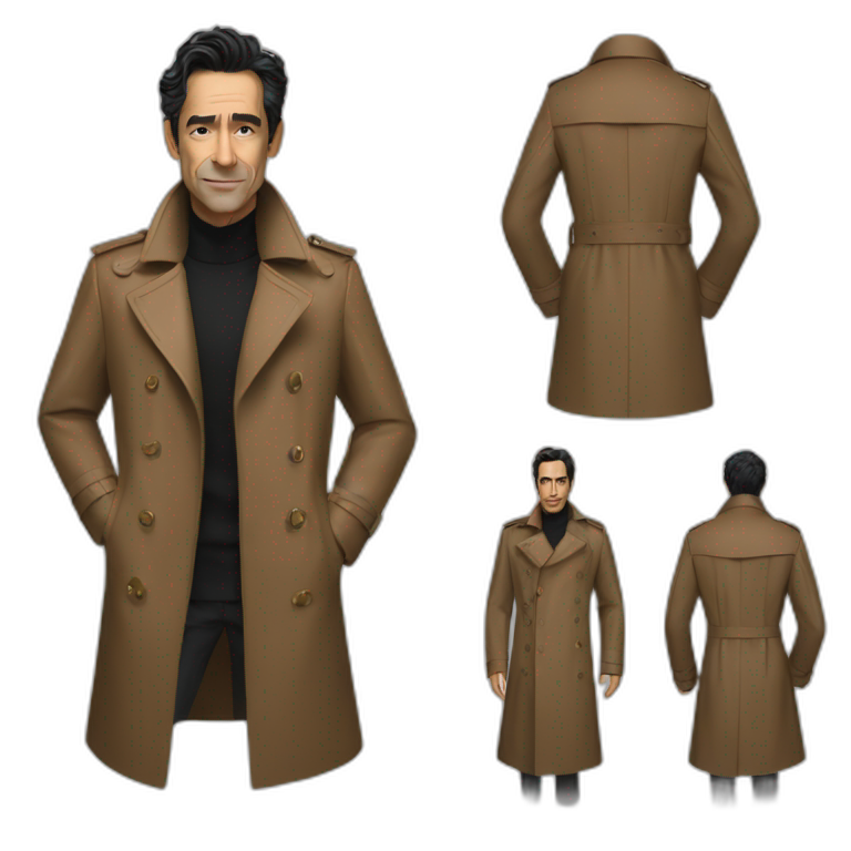 Ben Chaplin futuristic brown trench coat emoji