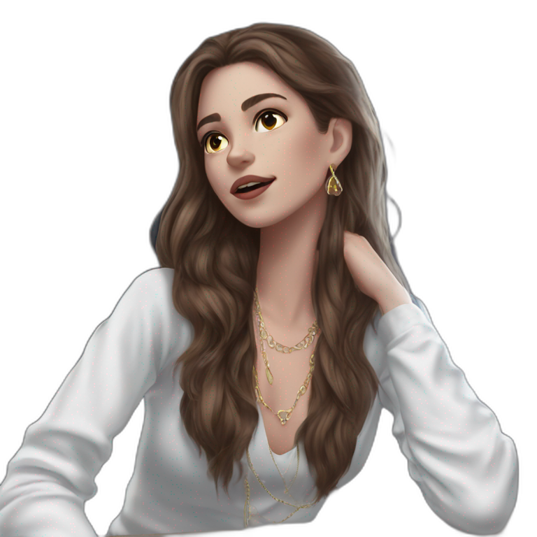 brown-eyed girl with jewelry emoji