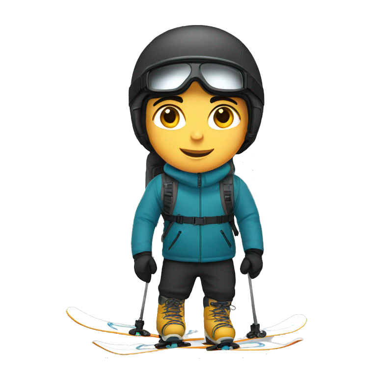 black haired male boy Skier emoji
