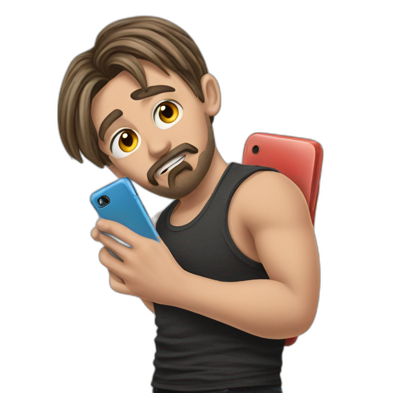 man texting on smartphone emoji