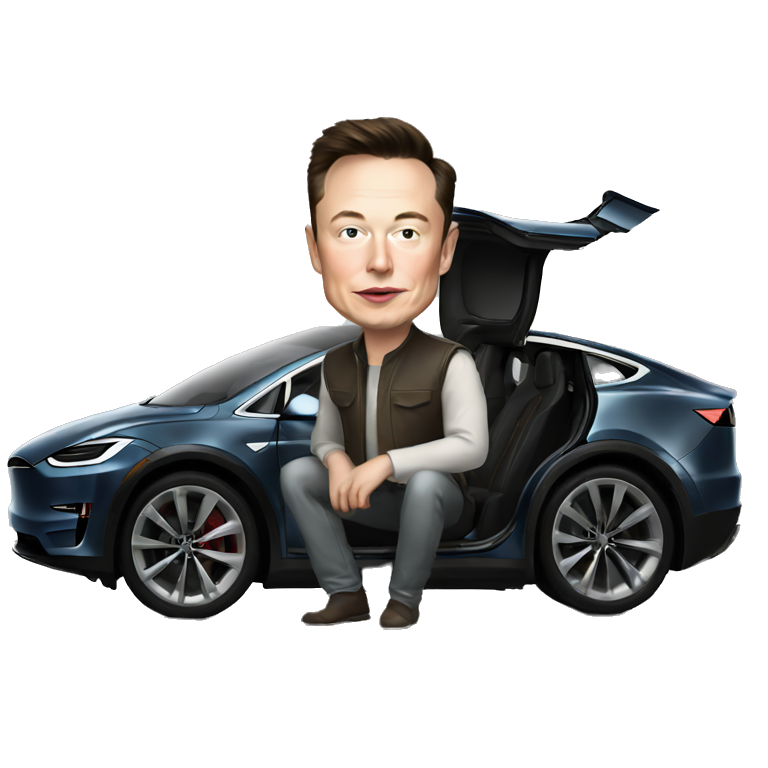 Elon musk in a Tesla  emoji