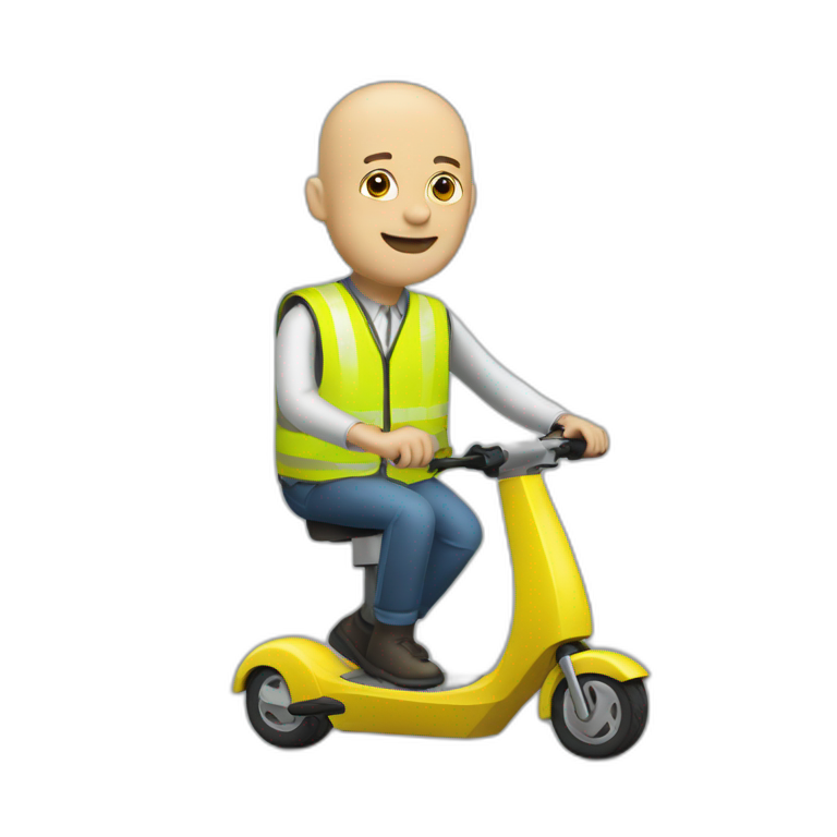 trottinette electrique bald man with yellow safety vest emoji