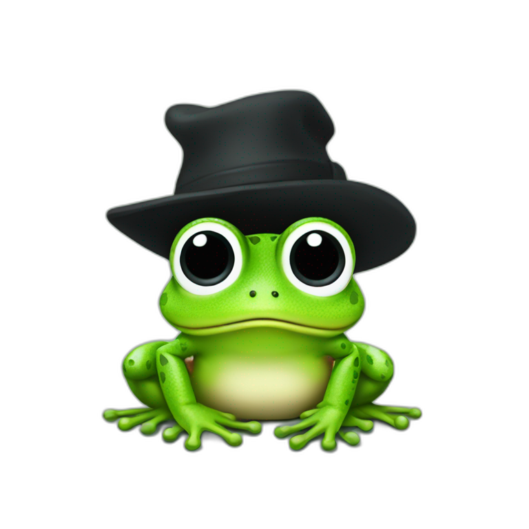 Little Frog with a black hat emoji