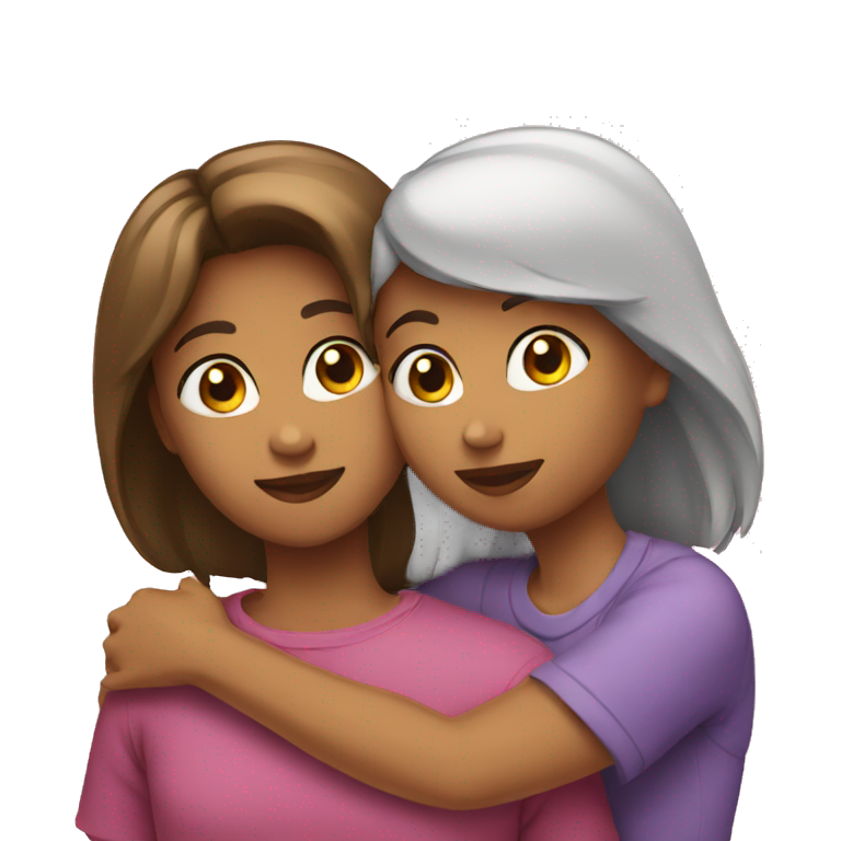 Two sisters hugging emoji