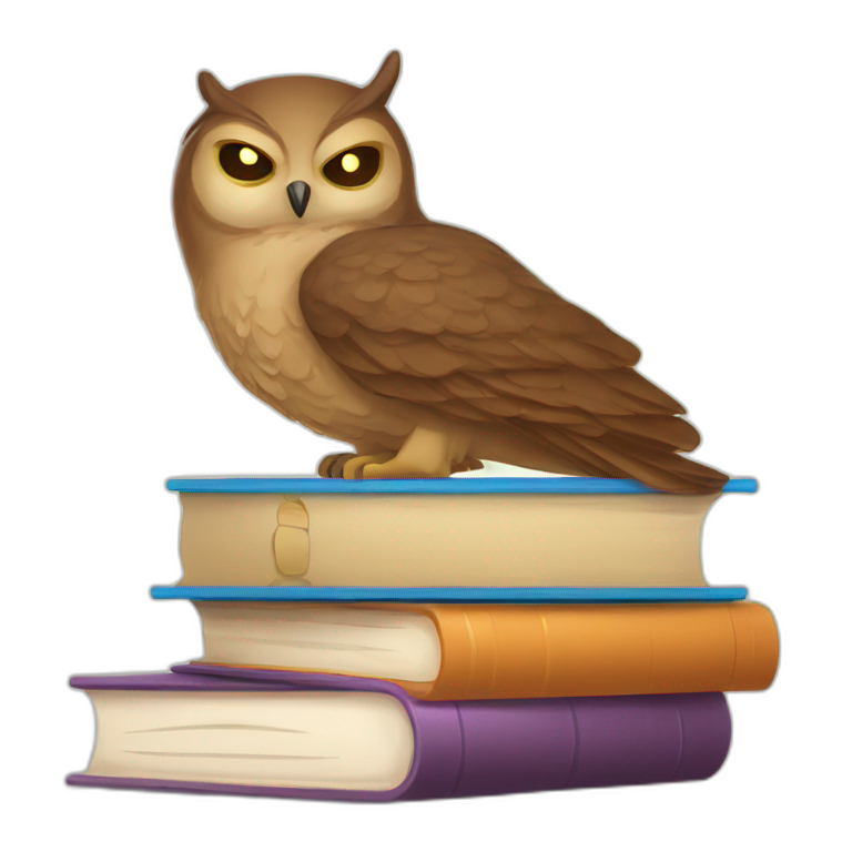Duolingo owl sleeping on books emoji