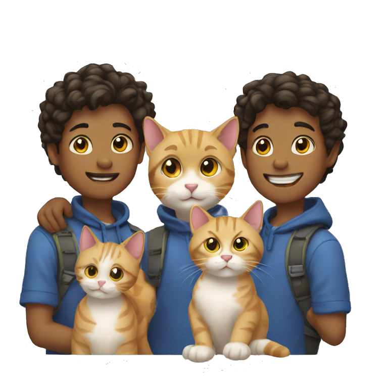 3 cats and one boys emoji