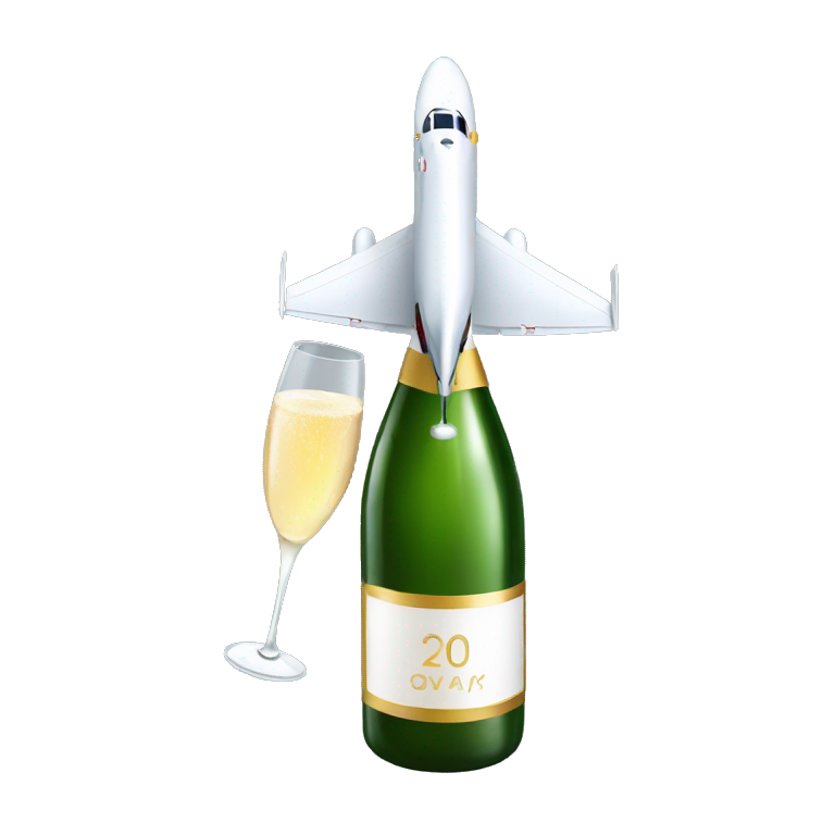 Jet on New Year’s with bottle of champagne  emoji