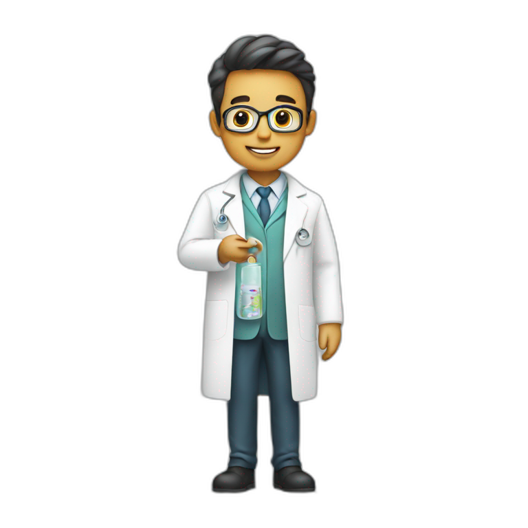 Person analyzing a product with a lab coat emoji