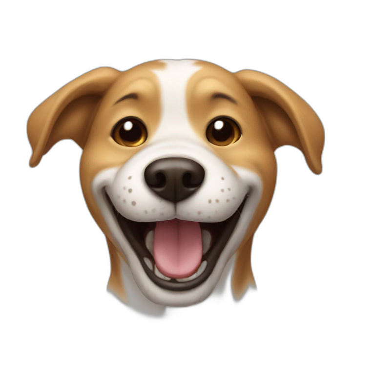 A photo of a laughing dog emoji