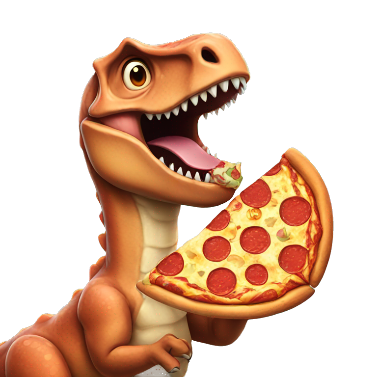 dinosaur eating pizza emoji