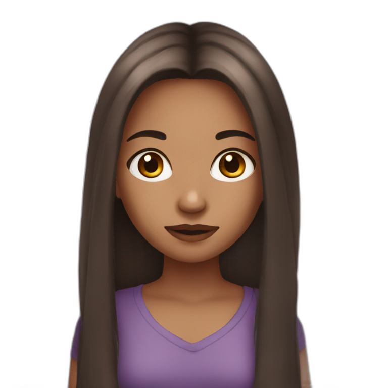 Dark girl with Brown eyes and long hair emoji