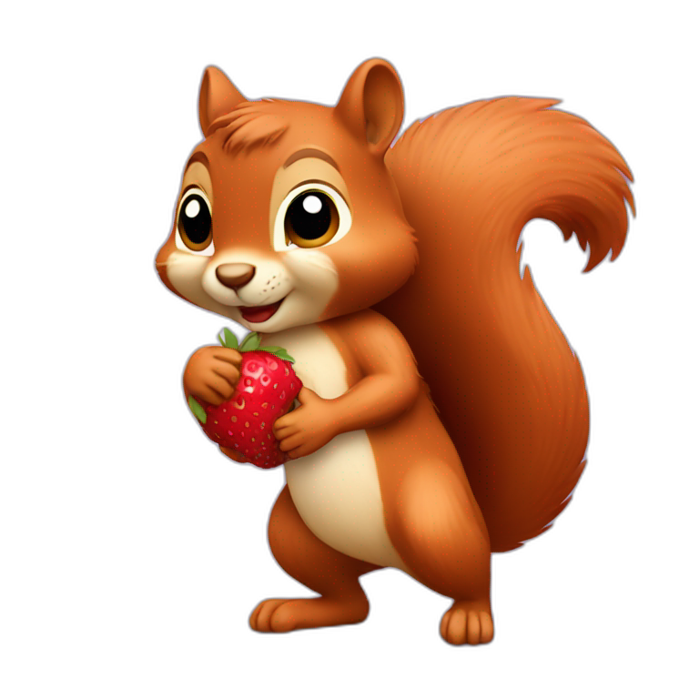 a squirrel holds strawberries in its paws emoji