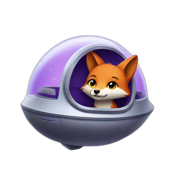a purple haired fox in a spaceship emoji