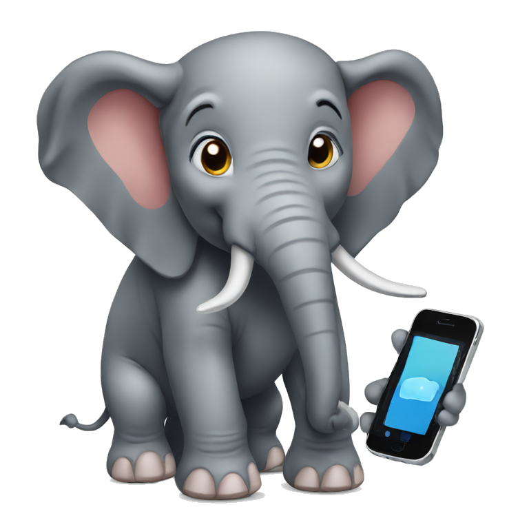 Elephant using phone emoji