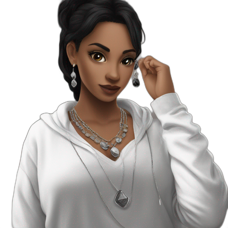 elegant black-haired girl with jewelry emoji