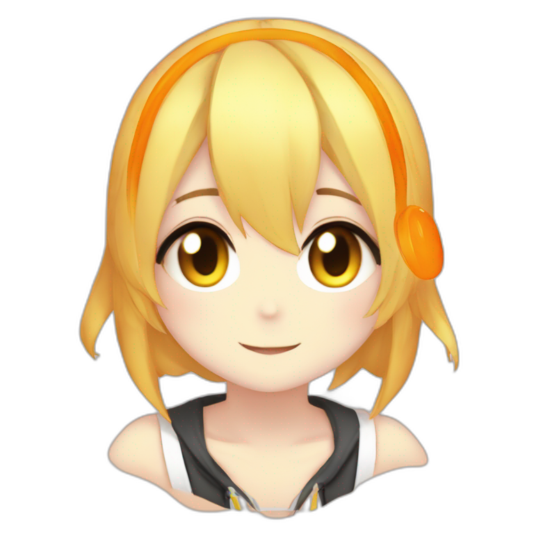 Kagamine Rin vocaloid with an orange emoji
