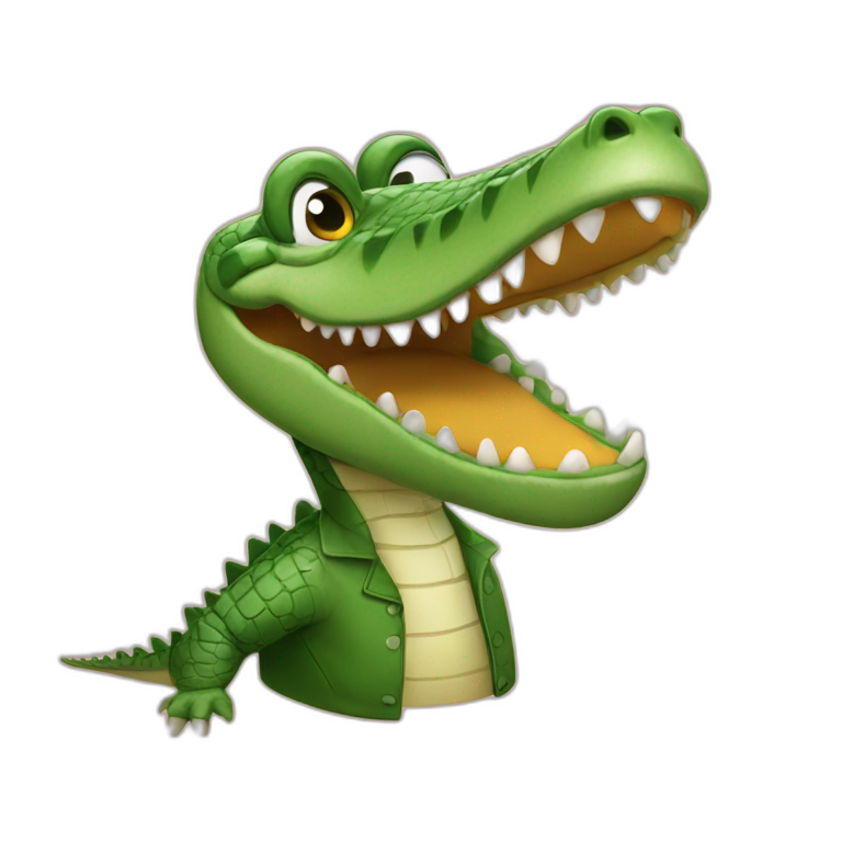 crocodile wearing a bob wig emoji